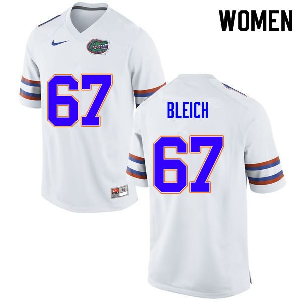 NCAA Florida Gators Christopher Bleich Women's #67 Nike White Stitched Authentic College Football Jersey ILQ3064MK